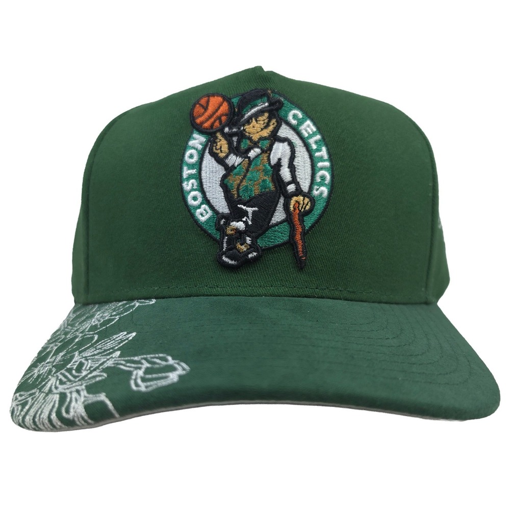 Boston Celtics Mitchell & Ness NBA Pro Fit Snapback Hat Cap 3D Logo Floral NWT